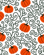 Charming Orange Pumpkin Vine Swirl Rug