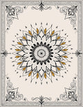 Ornate Floral Gold Mandala Rug