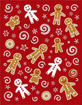 Red Gingerbread Man Snowman Swirls Rug