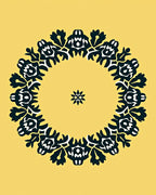 Bold Blue Circular Floral Motif Rug