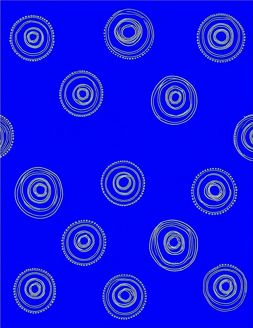 Deep Blue Concentric Circles Rug