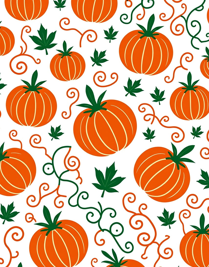 Orange Pumpkin Leaf Swirl Autumn Rug