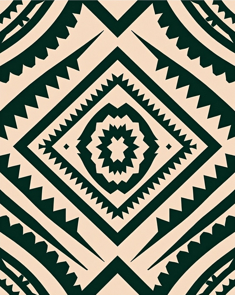 Bold Forest Green Tribal Diamond Rug