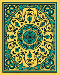 Yellow Teal Floral Mandala Rug