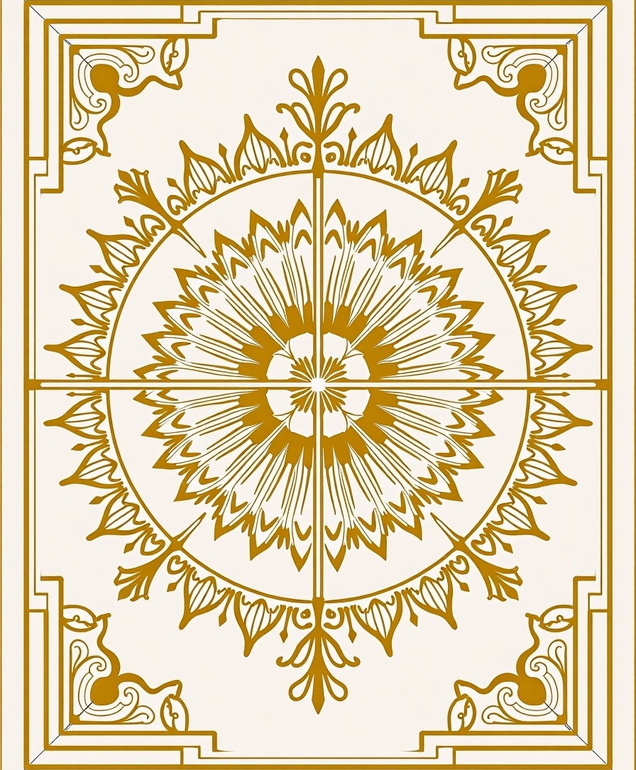 Golden Sunburst Floral Medallion Rug