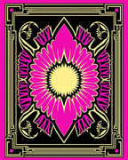 Vibrant Pink Yellow Art Deco Bloom Rug