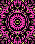 Vibrant Pink Symmetrical Floral Mandala Rug