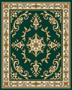 Emerald Gold Scrollwork Traditional Decorative Rug