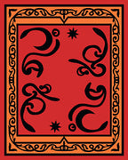 Bold Red Black Swirl Celestial Frame Rug