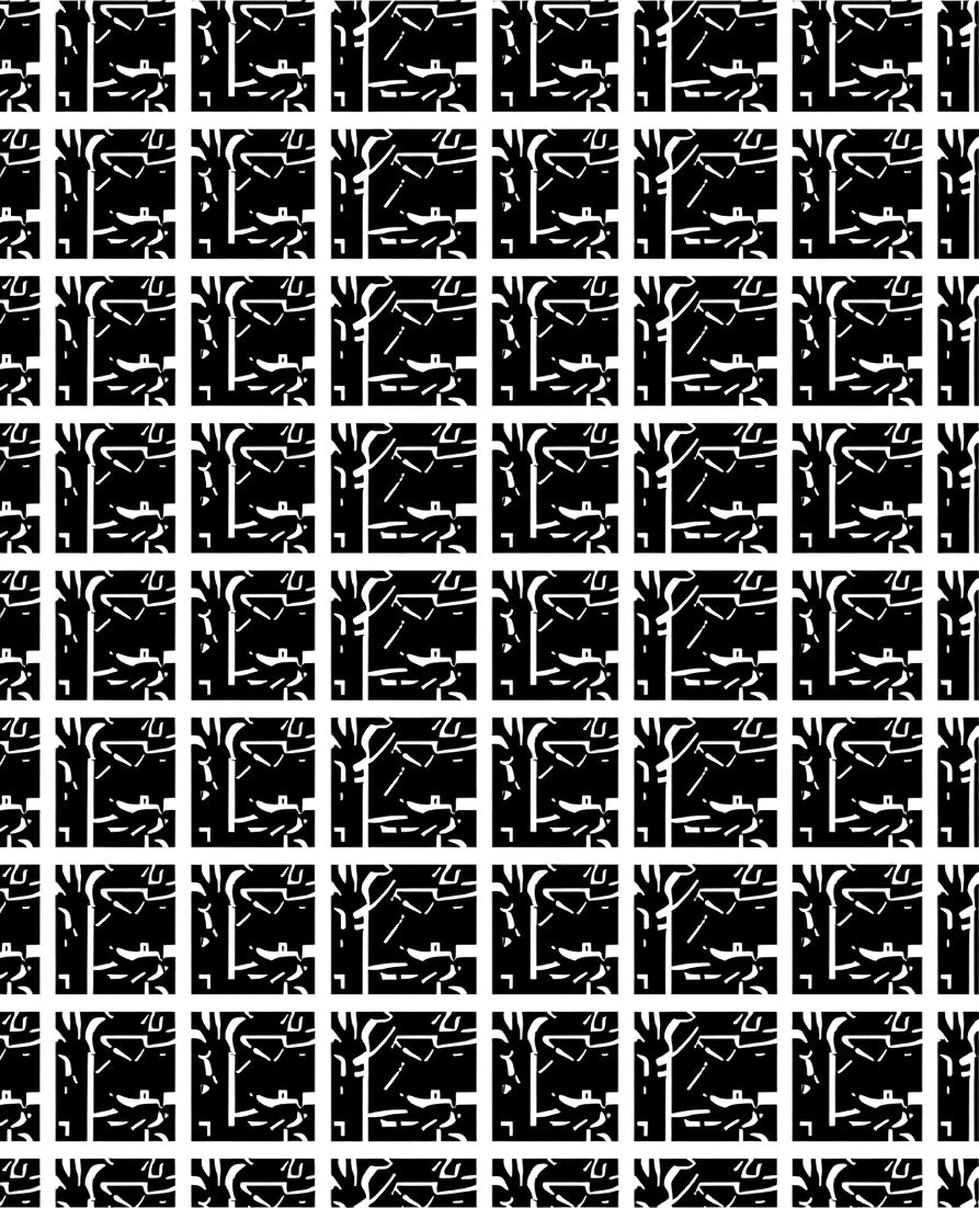 Graphic Black White Abstract Grid Rug