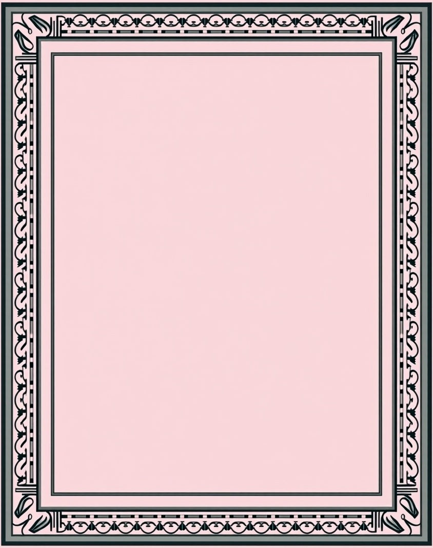 Pink Light Gray Art Deco Border Rug