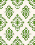 Classic Green Damask Scroll Work Rug