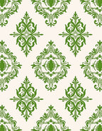 Classic Green Damask Scroll Work Rug