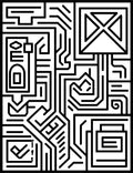 Black White Geometric Circuit Board Rug