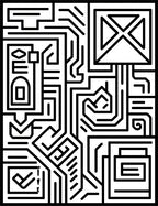 Black White Geometric Circuit Board Rug