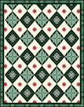 Traditional Red Green Diamond Starburst Plaid Rug
