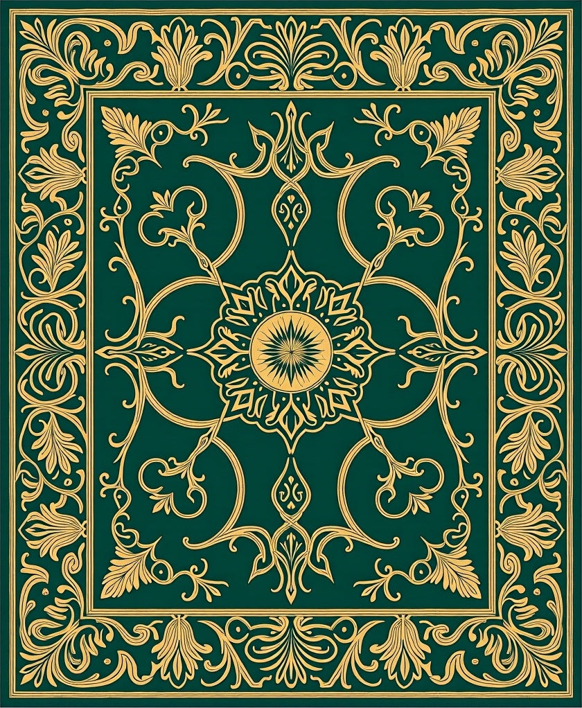 Deep Emerald Floral Ornament Rug