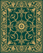 Deep Emerald Floral Ornament Rug