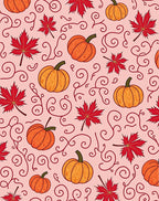 Orange Pumpkins Red Maple Swirls Rug