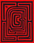Bold Red Maze Runner Figurine Rug