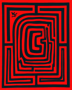 Bold Red Maze Runner Figurine Rug