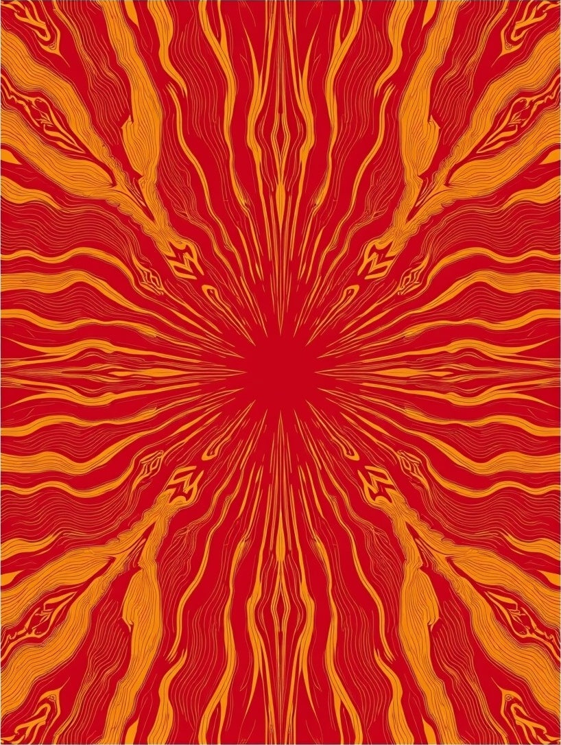 Crimson Orange Radial Burst Rug