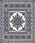 Dark Navy Geometric Medallion Border Rug