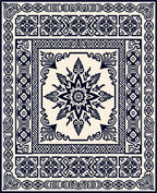 Dark Navy Geometric Medallion Border Rug