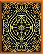 Golden Black Intricate Tribal Medallion Rug