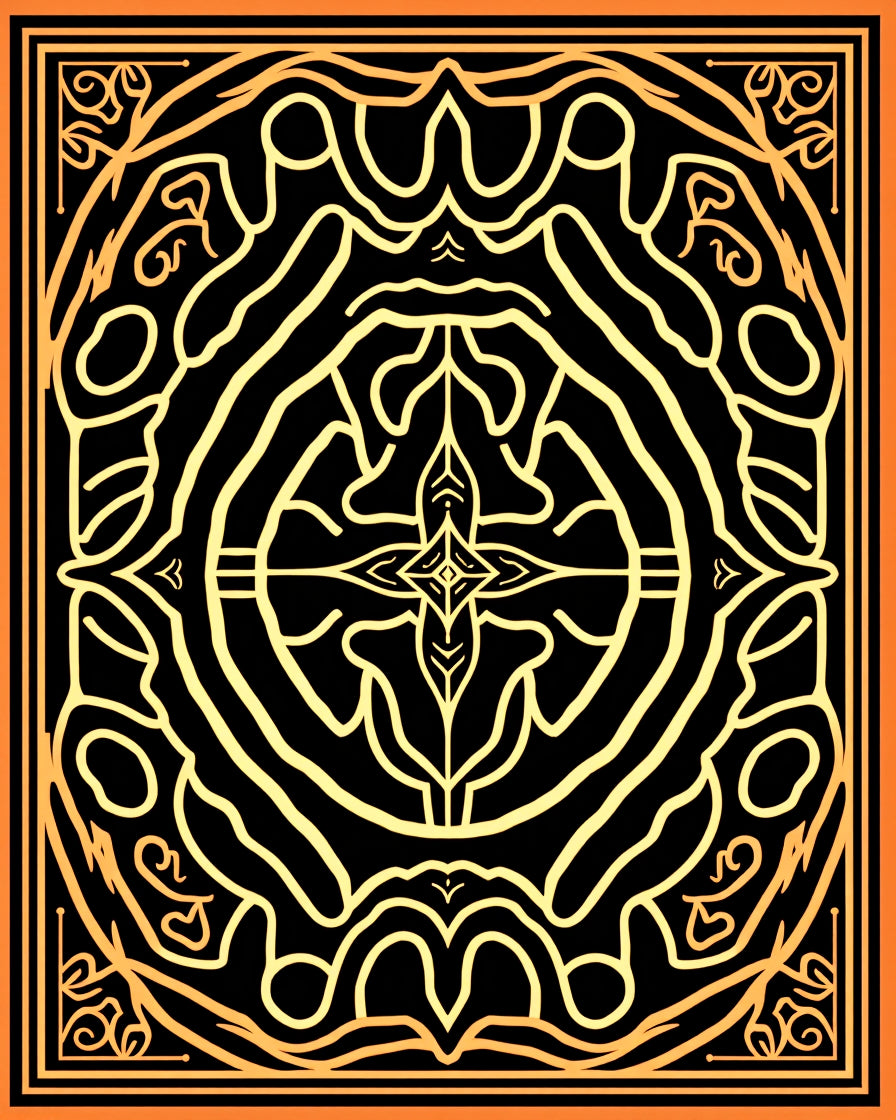 Golden Black Intricate Tribal Medallion Rug