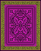 Vibrant Pink Geometric Maze Rug