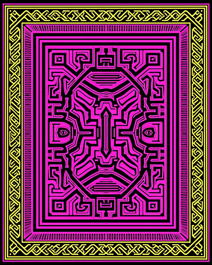 Vibrant Pink Geometric Maze Rug