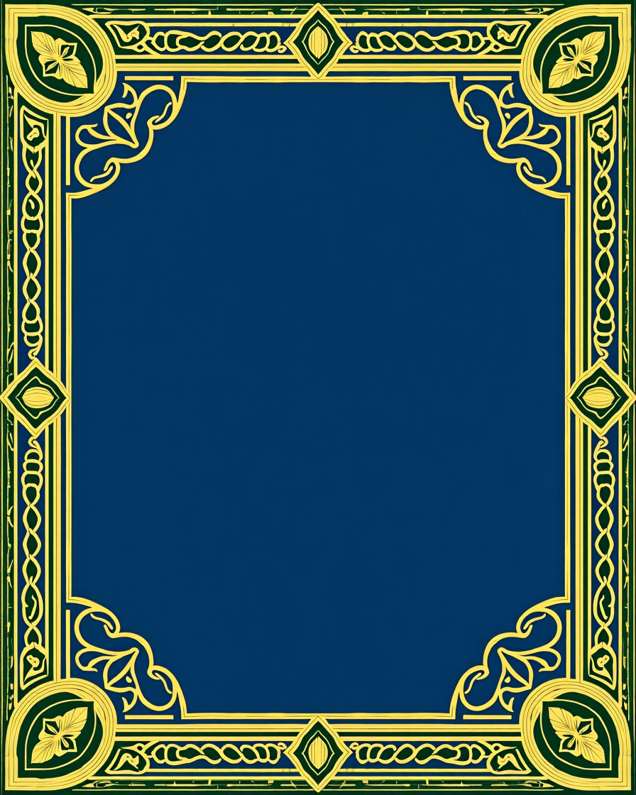Regal Navy Gold Leaf Border Rug