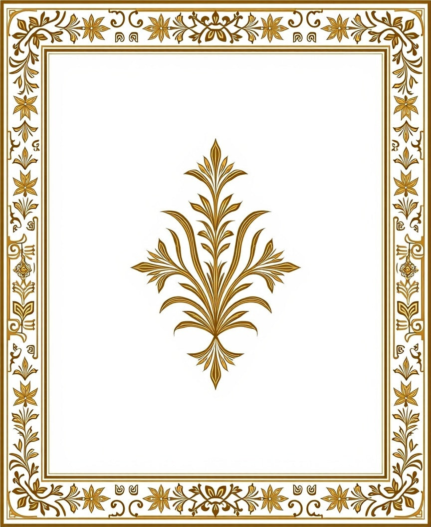 Golden Floral Vine Border Rug