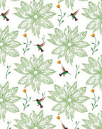 Green Leafy Bloom Hummingbird Medley Rug
