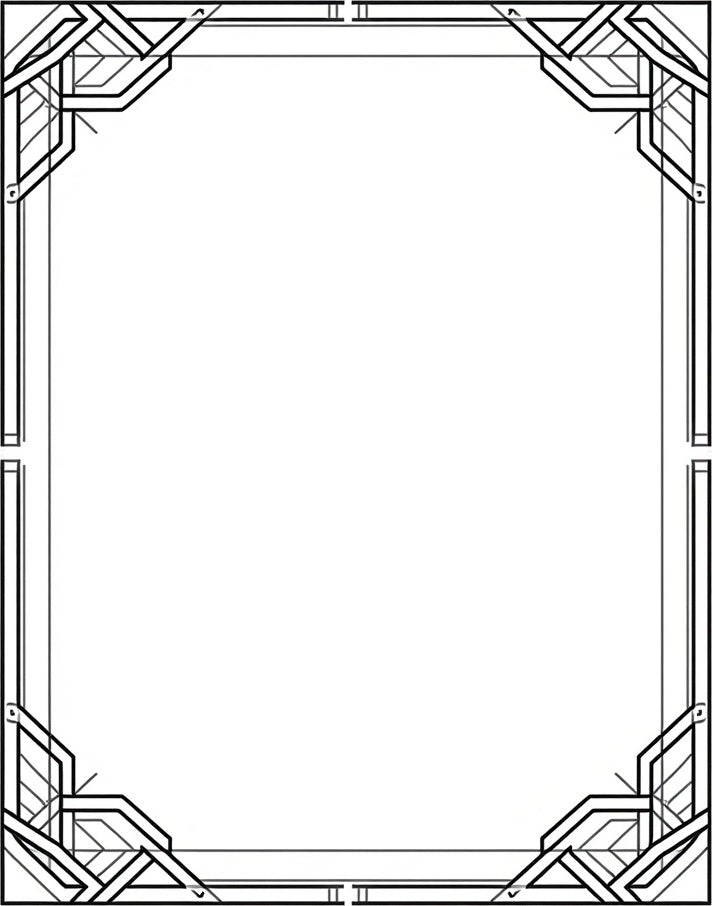 Art Deco Geometric Black White Frame Rug