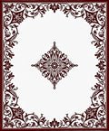 Deep Red Scrollwork Emblem Rug