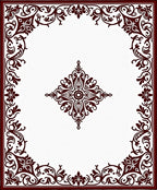 Deep Red Scrollwork Emblem Rug