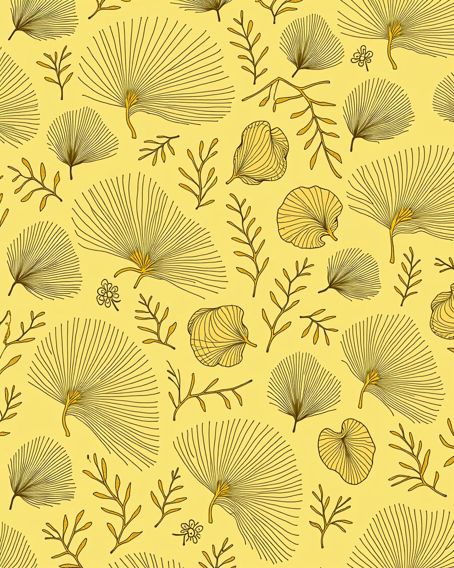 Golden Ginkgo Leaf Botanical Arrangement Rug