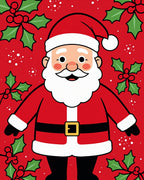 Merry Santa Claus Holly Berries Rug