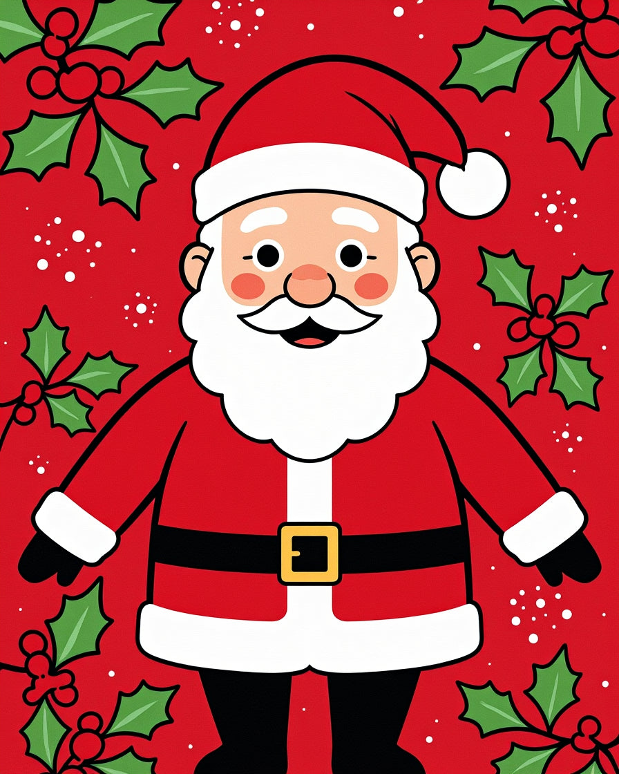 Merry Santa Claus Holly Berries Rug