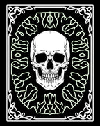 White Skull With Subtle Green Swirls Rug