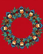 Whimsical Red Floral Wreath Rug