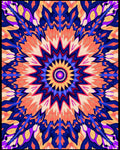 Vibrant Orange Blue Starburst Kaleidoscope Rug