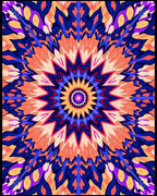 Vibrant Orange Blue Starburst Kaleidoscope Rug
