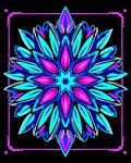 Vibrant Blue Pink Starburst Mandala Rug