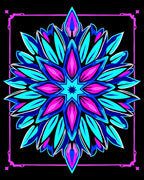 Vibrant Blue Pink Starburst Mandala Rug