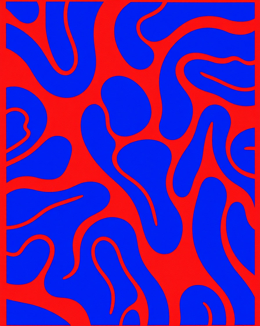 Bold Crimson Abstract Biomorphic Shapes Rug