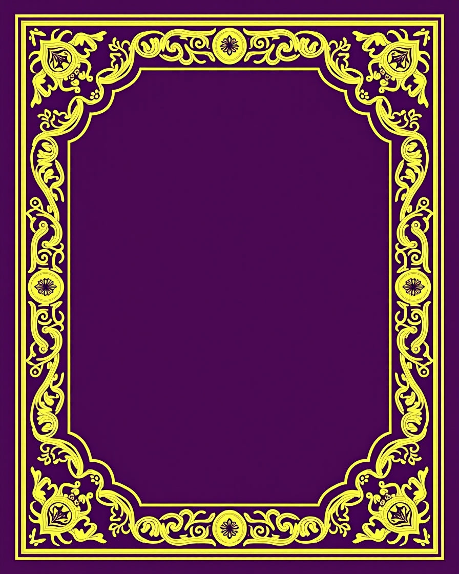 Vibrant Yellow Floral Border Purple Rug