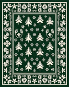 Forest Green Pine Tree Border Rug